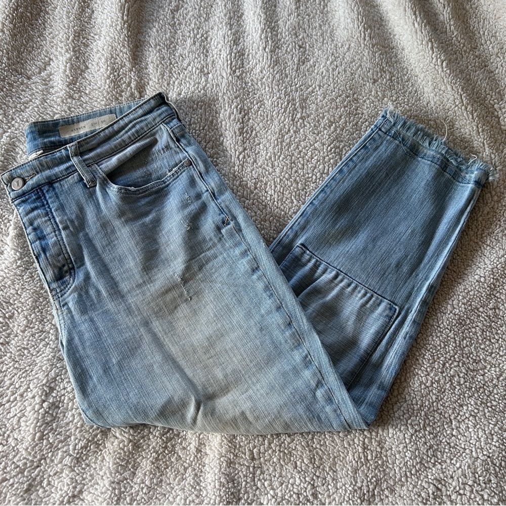 Pilcro Hyphen Mid Rise Patch Boyfriend Jeans 30